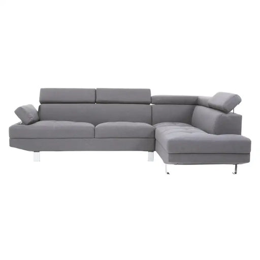Hanover Corner Sofa, Grey Linen, Metal legs, Backrest, Ergonomic Arm