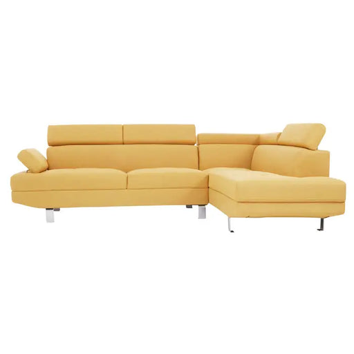 Hanover Corner Sofa, Ochre Linen, Metal Legs, Foam Padding, Backrest, Ergonomic Arm