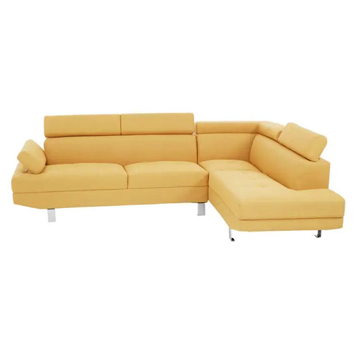 Hanover Corner Sofa, Ochre Linen, Metal Legs, Foam Padding, Backrest, Ergonomic Arm