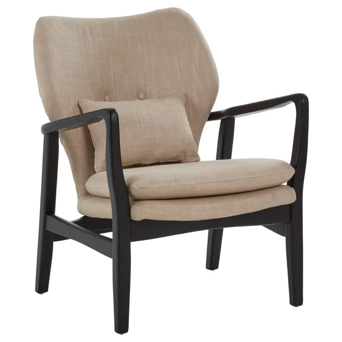 Stockholm Beige Fabric With Black Wooden Frame Accent Chair