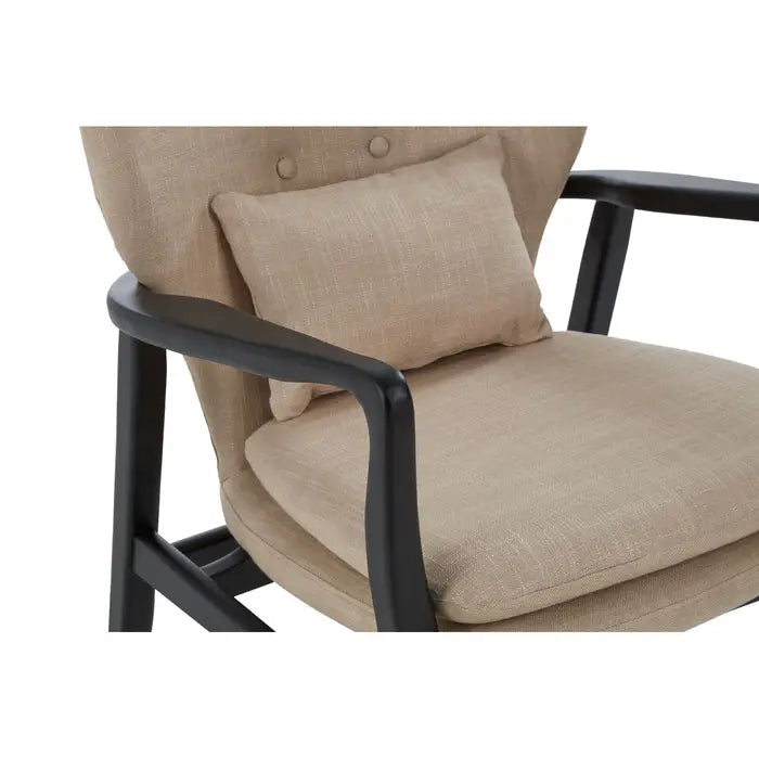 Stockholm Beige Fabric With Black Wooden Frame Accent Chair