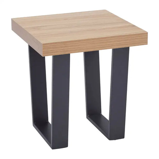 Oakton Side Table, Black Metal Legs, Square Wood Top