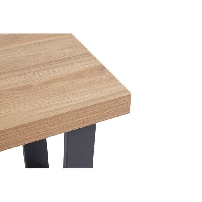 Oakton Side Table, Black Metal Legs, Square Wood Top