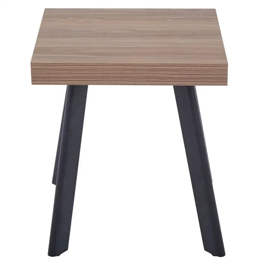 Oakwill Side Table, Black Metal, Splayed Legs, Square Wood Top
