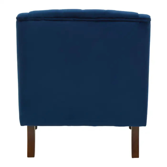 Carlingford Armchair, Blue Velvet, Walnut Legs