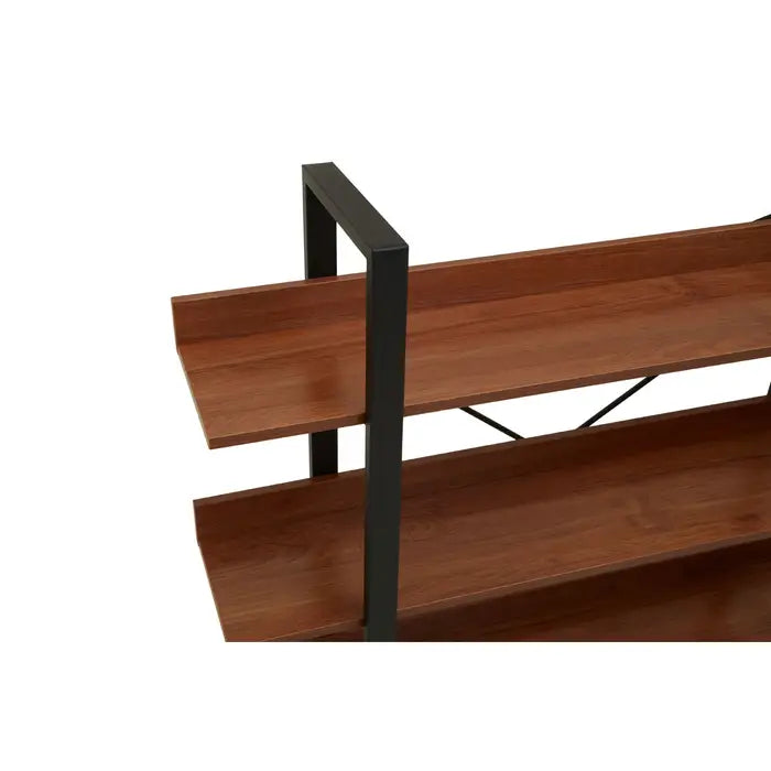 Laxton 3 Tier Shelf Unit, Black Metal Frame, Wooden Shelf, Rectangular, Open Shelf