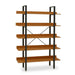 Laxton 5 Tier Shelf Unit, Rectangular, Black Metal Frame, Wooden Shelf, Open Shelf