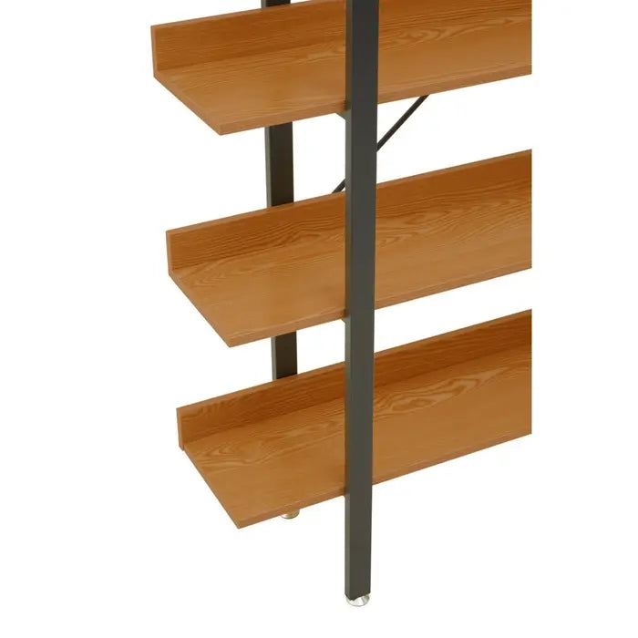 Laxton 5 Tier Shelf Unit, Rectangular, Black Metal Frame, Wooden Shelf, Open Shelf