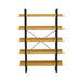 Laxton Rectangular Shelf Unit, 5 Tier, Wooden Shelf, Light Yellow, Black Metal Frame