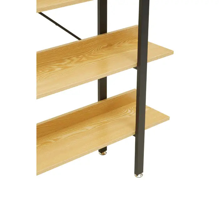 Laxton Rectangular Shelf Unit, 5 Tier, Wooden Shelf, Light Yellow, Black Metal Frame