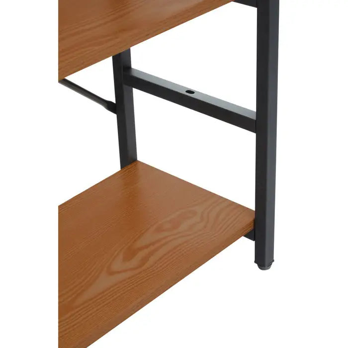 Laxton 3 Tier Shelf Unit, Rectangular, Black Metal Frame, Wooden Shelf, Open Shelf