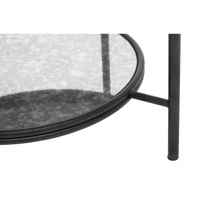 Xania Coffee Table, Metal Frame, Silver,  Mirrored Glass Top, Lower Shelf