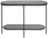 Xania Rectangular Console Table, Black Metal Frame, Silver Mirror Glass Top, 2 Tier