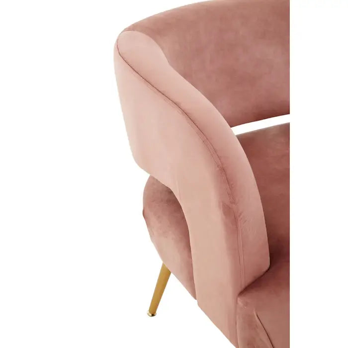 Larissa Accent Chair, Pink Velvet, Gold Legs