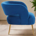 Larissa Accent Chair, Blue Velvet, Gold Legs