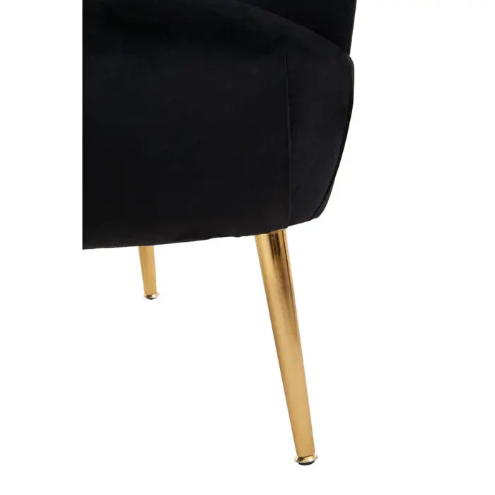 Larissa Accent Chair, Black Velvet, Gold Legs