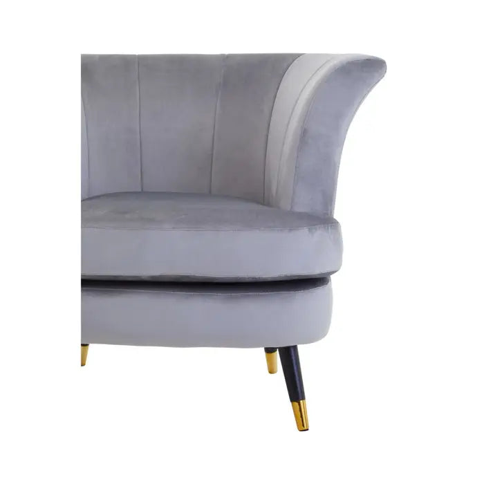 Albany Accent Chair, Dusky Grey Velvet, Black, Gold Legs