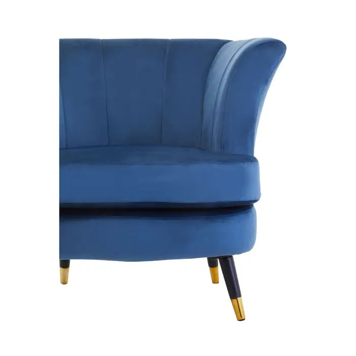 Albany Accent Chair, Blue Velvet, Black, Gold Legs