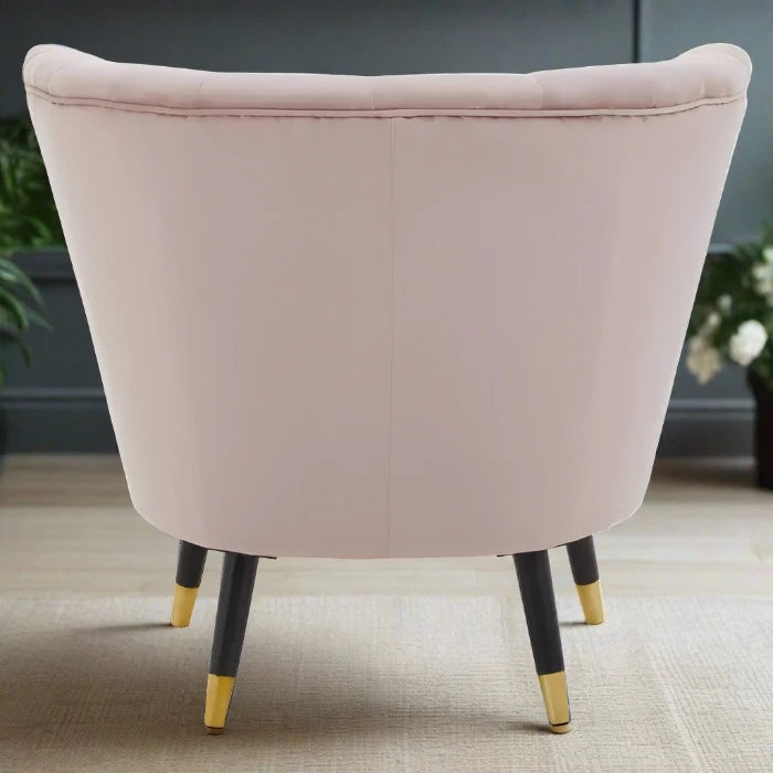 Albany Accent Chair, Dusky Pink Velvet, Black, Gold Legs