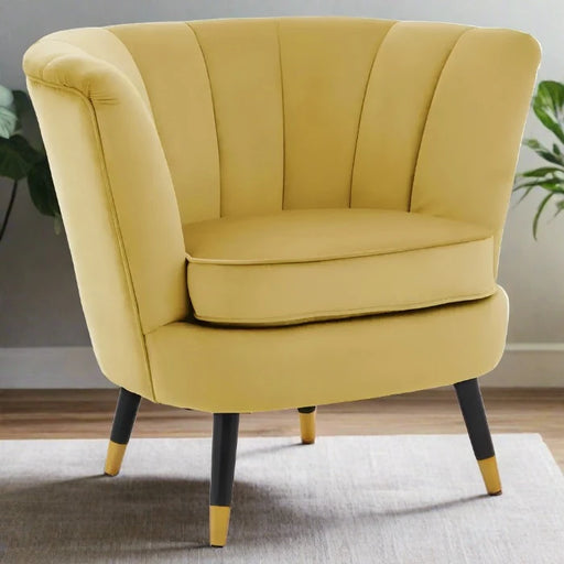 Albany Accent Chair, Mustard Velvet, Black, Gold Legs