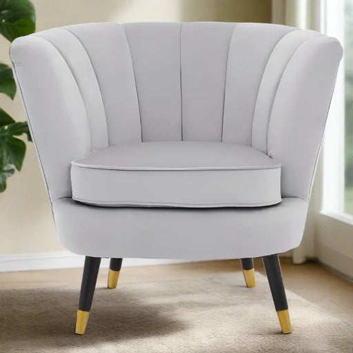 Albany Accent Chair, Grey Velvet, Black, Gold Legs