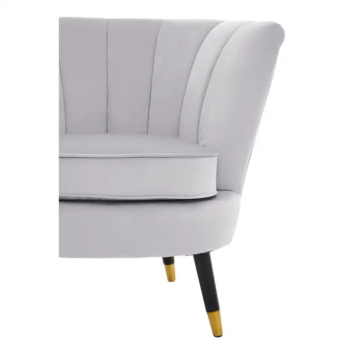 Albany Accent Chair, Grey Velvet, Black, Gold Legs