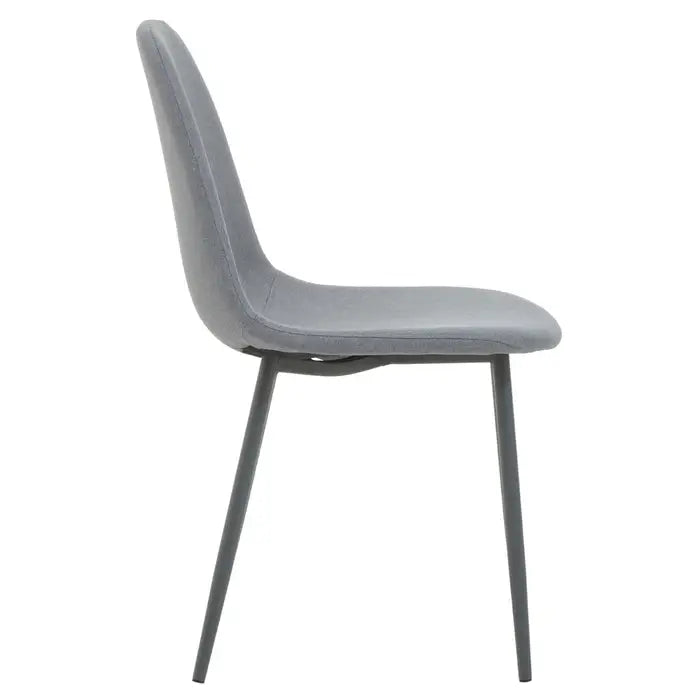 Salford Dining Chair In Grey Fabric & Grey Metal Legs