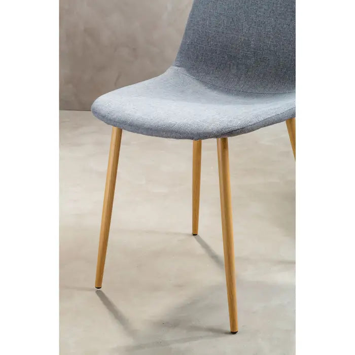 Salford Dining Chair in Grey Fabric & Wood Legs