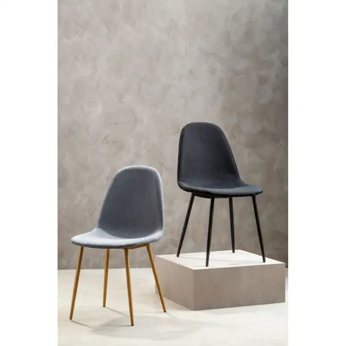 Salford Dining Chair in Grey Fabric & Wood Legs