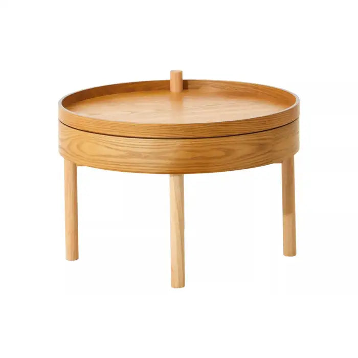 Viborg Storage Side Table, Natural, Round Wood Top