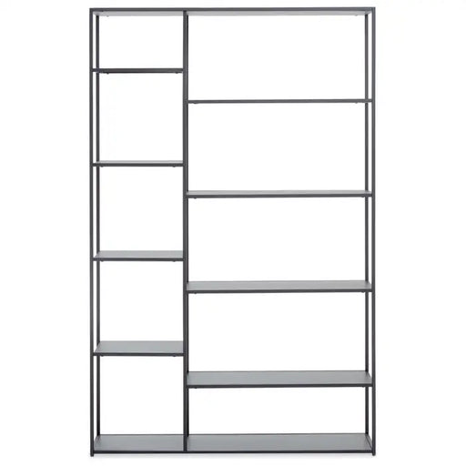 Acero Floor Shelf Unit, Rectangular, Grey Metal Frame, Multi Level Shelves