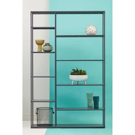 Acero Floor Shelf Unit, Rectangular, Grey Metal Frame, Multi Level Shelves