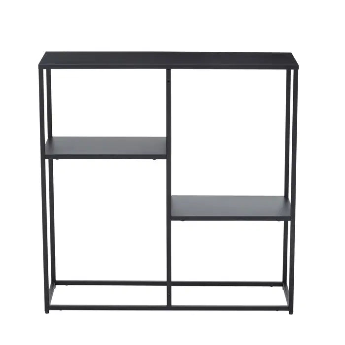 Zero Floor Shelf Unit, Rectangular, Black Metal Frame, Lower Shelf