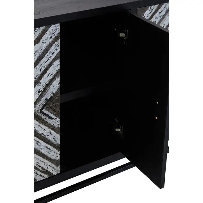 Lombok Shelf storage Sideboard, Metal Black Frame, Four Door, internal