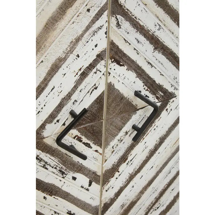Lombok Sideboard, Wood Pattern, Four Door, Metal Black Frame