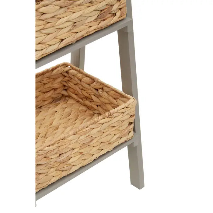 Arles Floor Shelf, Rectangular, Three Tier Wooden Frame, Natural