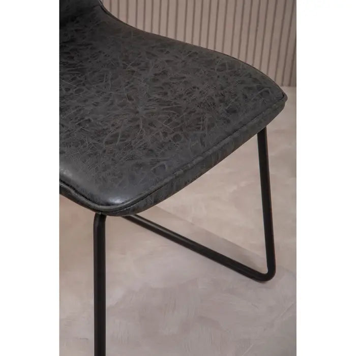 New Foundry Black Leather Effect Dining Chair