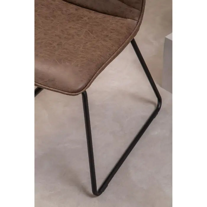 New Foundry Brown Leather Effect Dining Chair