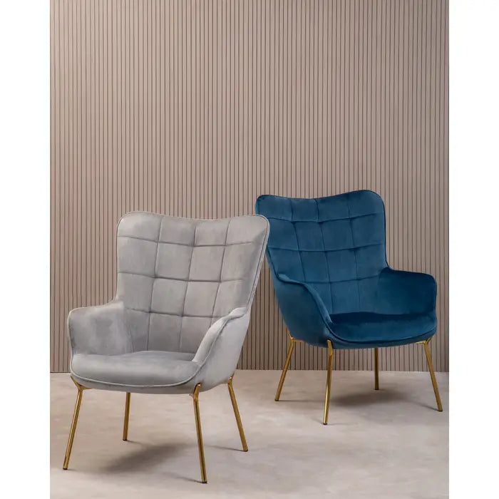 Stockholm Blue Velvet Chair / Accent Chair