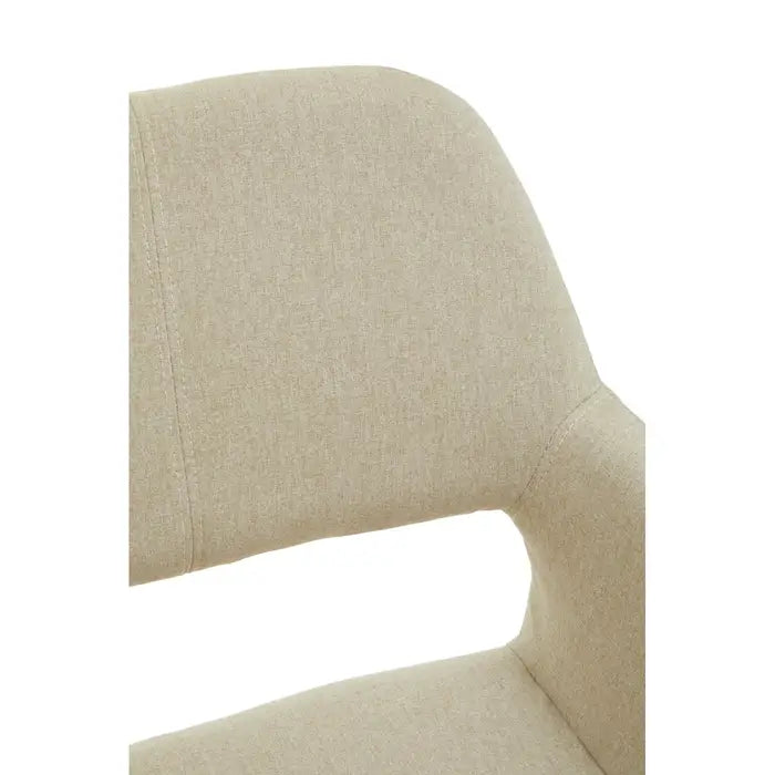 Stockholm Dining Chair In Natural Fabric & Black Metal Frame