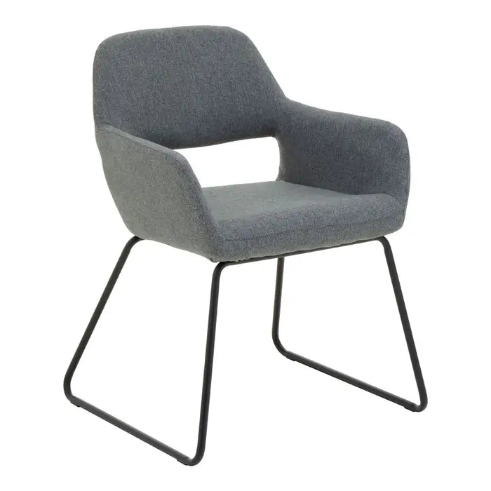Stockholm Dining Chair In Grey Fabric & Black Metal