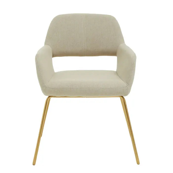 Stockholm Dining Chair In Cream Fabric & Gold Frame