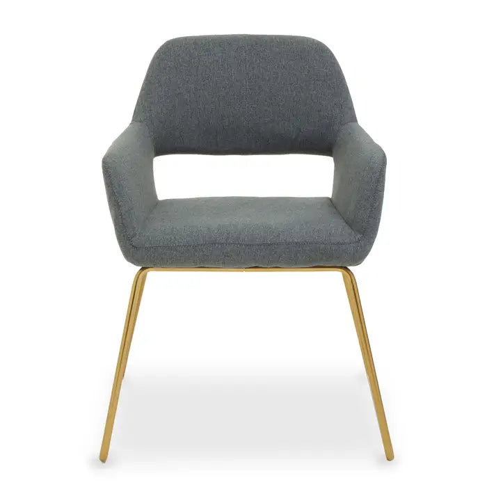 Stockholm Dining Chair In Grey Fabric & Gold Metal Frame