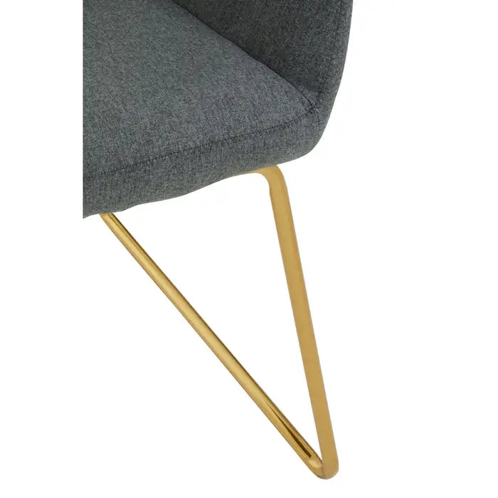 Stockholm Dining Chair In Grey Fabric & Gold Metal Frame