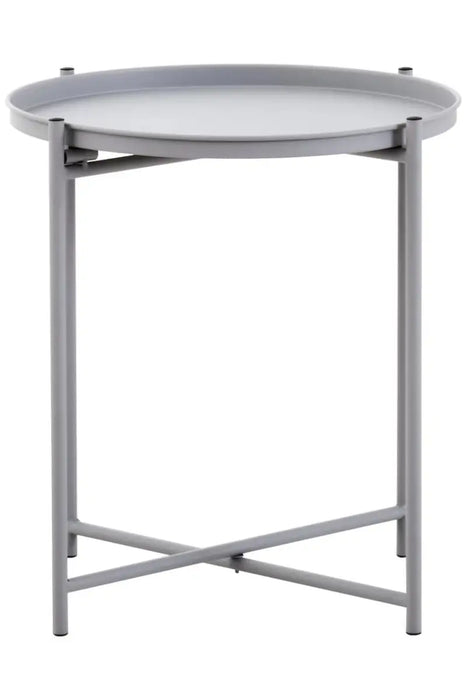 Trosa Side Table, Grey Iron Frame, Round Top