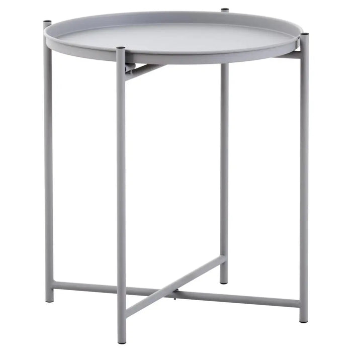 Trosa Side Table, Grey Iron Frame, Round Top