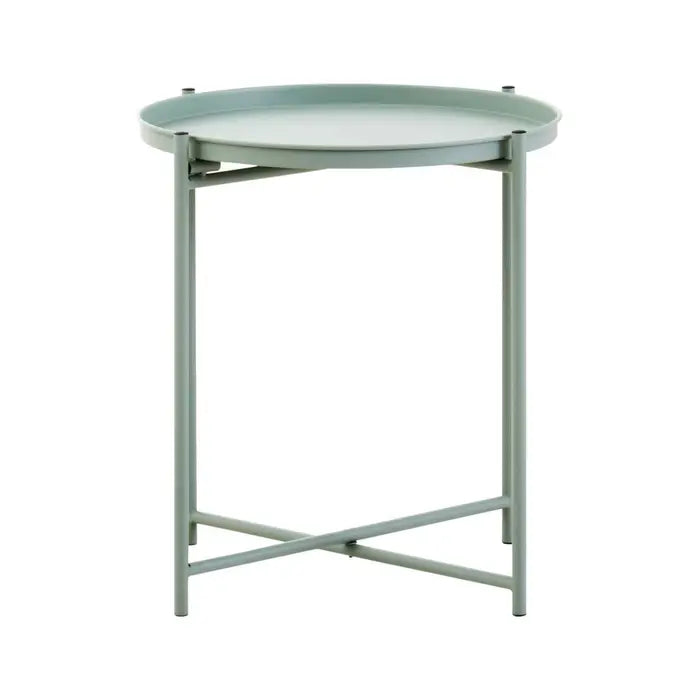 Trosa Side Table, Green Iron, Round Top