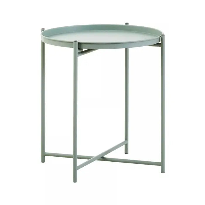 Trosa Side Table, Green Iron, Round Top