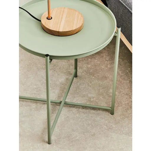 Trosa Side Table, Green Iron, Round Top 