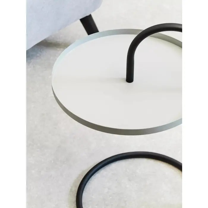 Trosa Side Table, Grey Hanging Top, Black Iron Frame